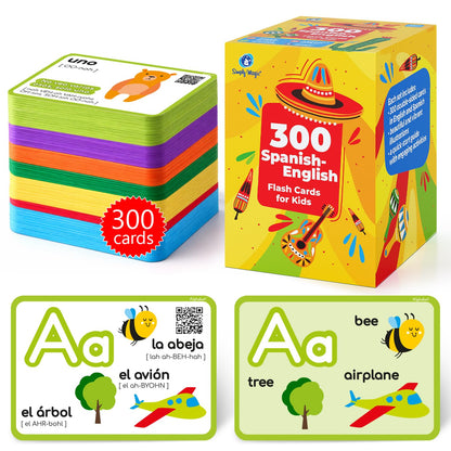 300 English and Spanish Flash Cards for Kids with Audio - Simply Magic