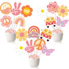 Groovy Retro Hippie Party Centerpieces - 24Pcs Rainbow Butterfly Daisy Flower Table Toppers for 60’s Party, Hippie Party,Groovy One Birthday Decor