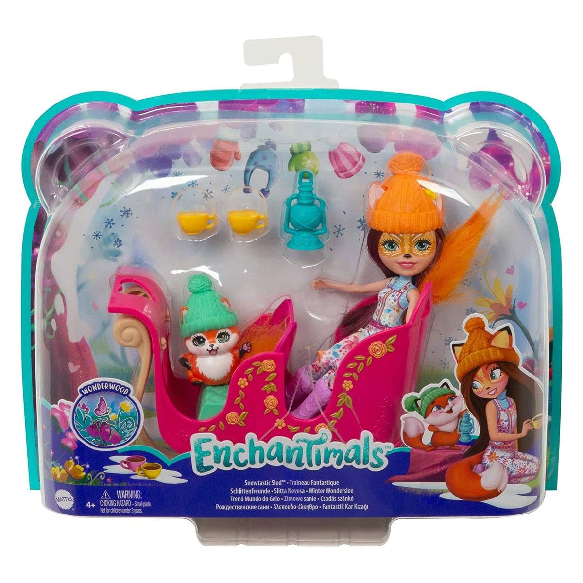 Mattel Enchantimals Snowtastic Sled Set with Felicity Fox Small Doll (6-in), Flick Animal Figure, Sled, and Accessories, Makes a for 3-8 Year Olds