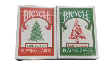 Lot 2 Bicycle Playing Cards Santa Back Decks Red and Green