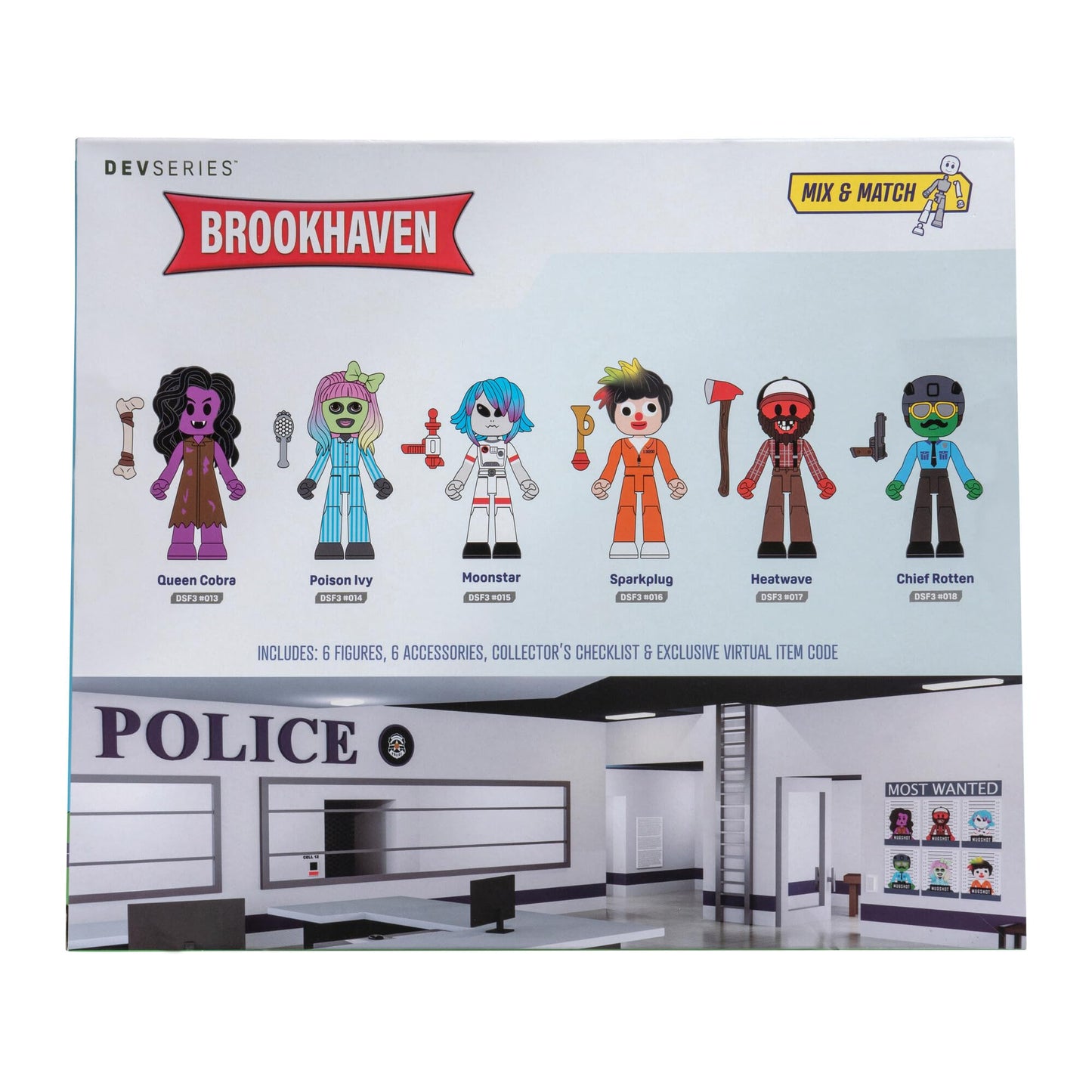 DevSeries Brookhaven's Most Wanted - Six 2.75-Inch Mix-and-Match Figures with Unique Accessories and Exclusive Virtual Item Code