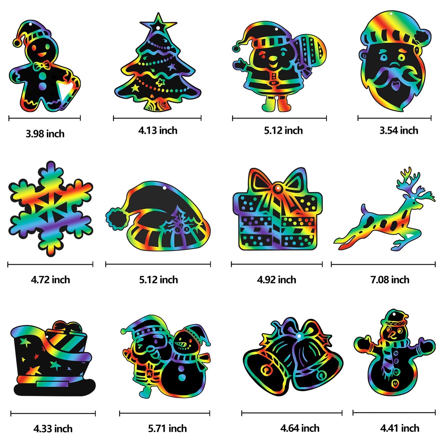 Max Fun Christmas Crafts Scratch Art for Kids, 96PCS Ornaments Rainbow Magic Color Scratch Off Cards Paper Hanging Art Craft Supplies Educational Toys