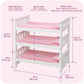 Badger Basket 1-2-3 Convertible Doll Bunk Bed - Pink Stripe Design with Bedding and Personalization Kit - Doll Crib Furniture for 18 to 20 Inch Baby