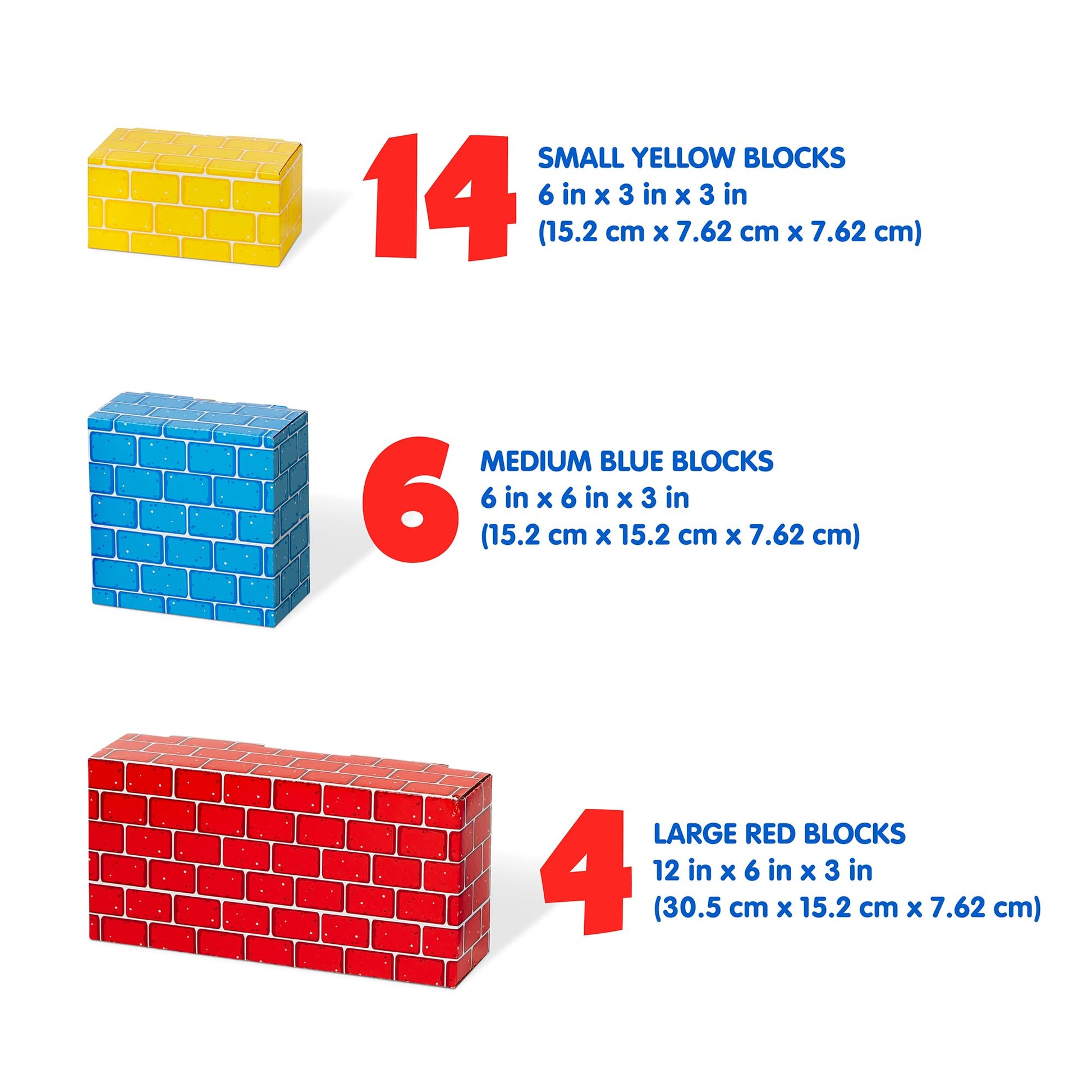 Melissa & Doug Extra-Thick Cardboard Building Blocks - 24 Blocks in 3 Sizes