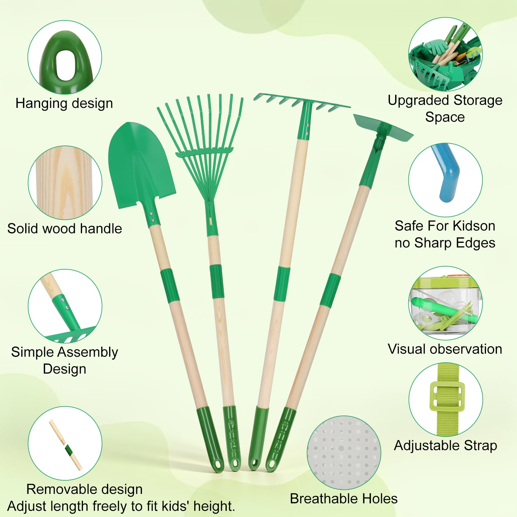 16Pcs Kids Gardening Tools,2-in-1 Kids Garening Wheelbarrow Toys