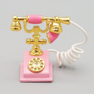 Odoria 1/12 Miniature Rotary Telephone Dollhouse Decoration Accessories, Pink