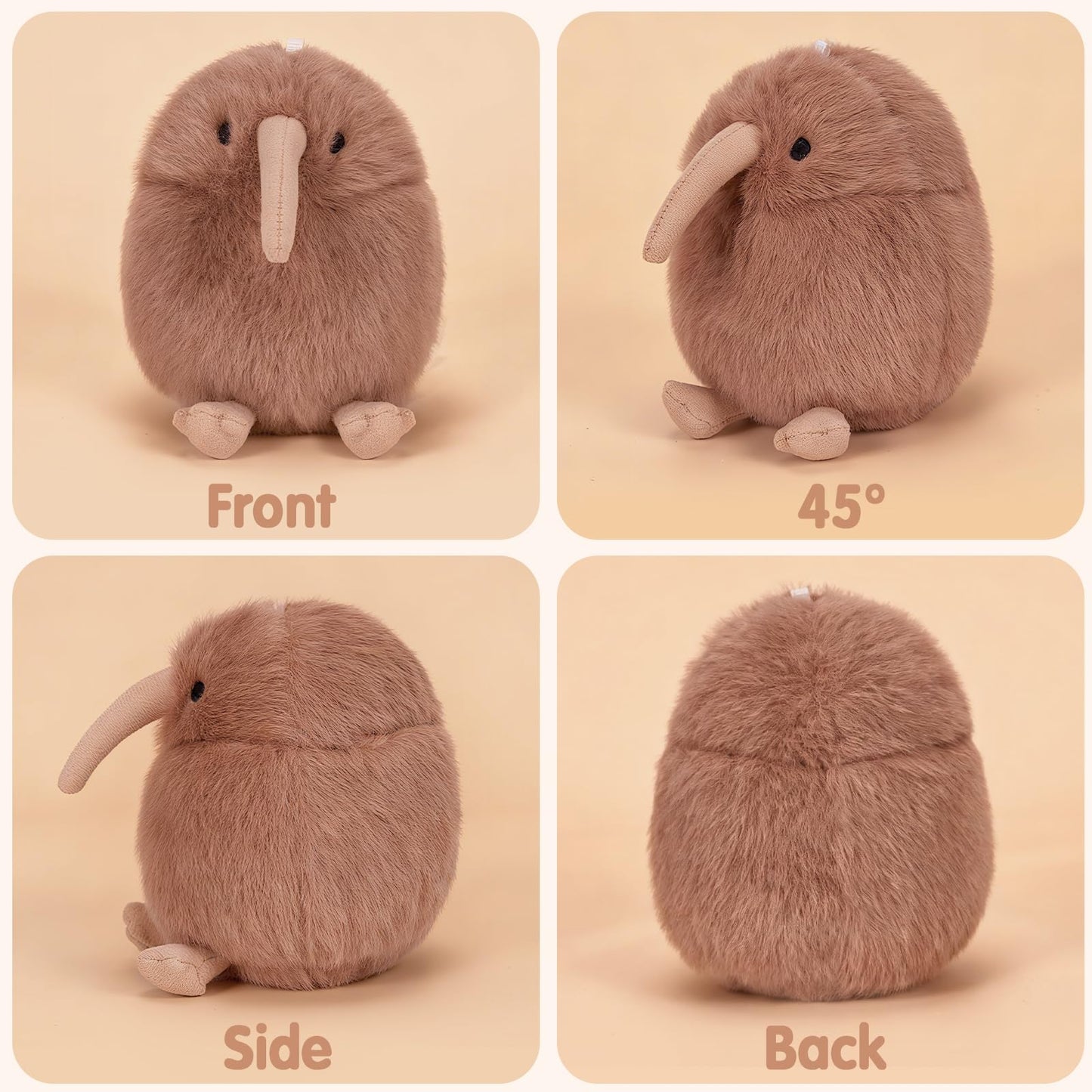 Niceup 4.5in Kiwi Bird Stuffed Animals Plush Cute Bird Plush Toys Keychain for Backpack