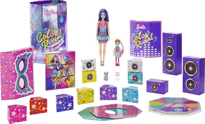 Barbie Color Reveal Surprise Party! Set with 50+ Surprises: 1 Doll, 1 Chelsea Doll, 2 Pets, 6 Color-Change Activations, Accessories & More, Dance