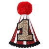 YOUAME Circus 1st Birthday Party Hat - Red Glitter Crown Outfit for Boys and Girls, Fun Carnival Themed Party Decor