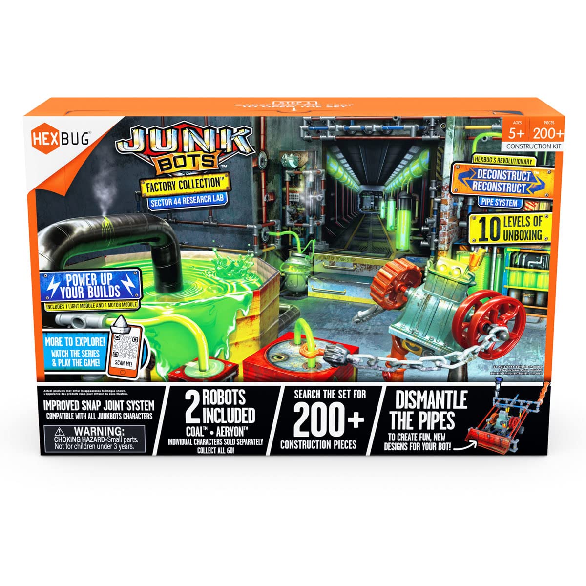 HEXBUG JUNKBOTS Small Factory Habitat Power Sub Station, Surprise Toy Playset, Build and LOL with Boys and Girls, Toys for Kids, 200+ Pieces of Action