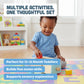 Baby Academy Montessori Play Box for 13-18 Month Toddlers - 28 Piece Wooden Educational Toy Set with Stacking Cups, Shape Sorter & Sensory Activities