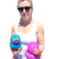 Large 5.5" Tall Rubber Duckies (Pink Duck) Colorful Ducks Great for Dash Display and Bath Play