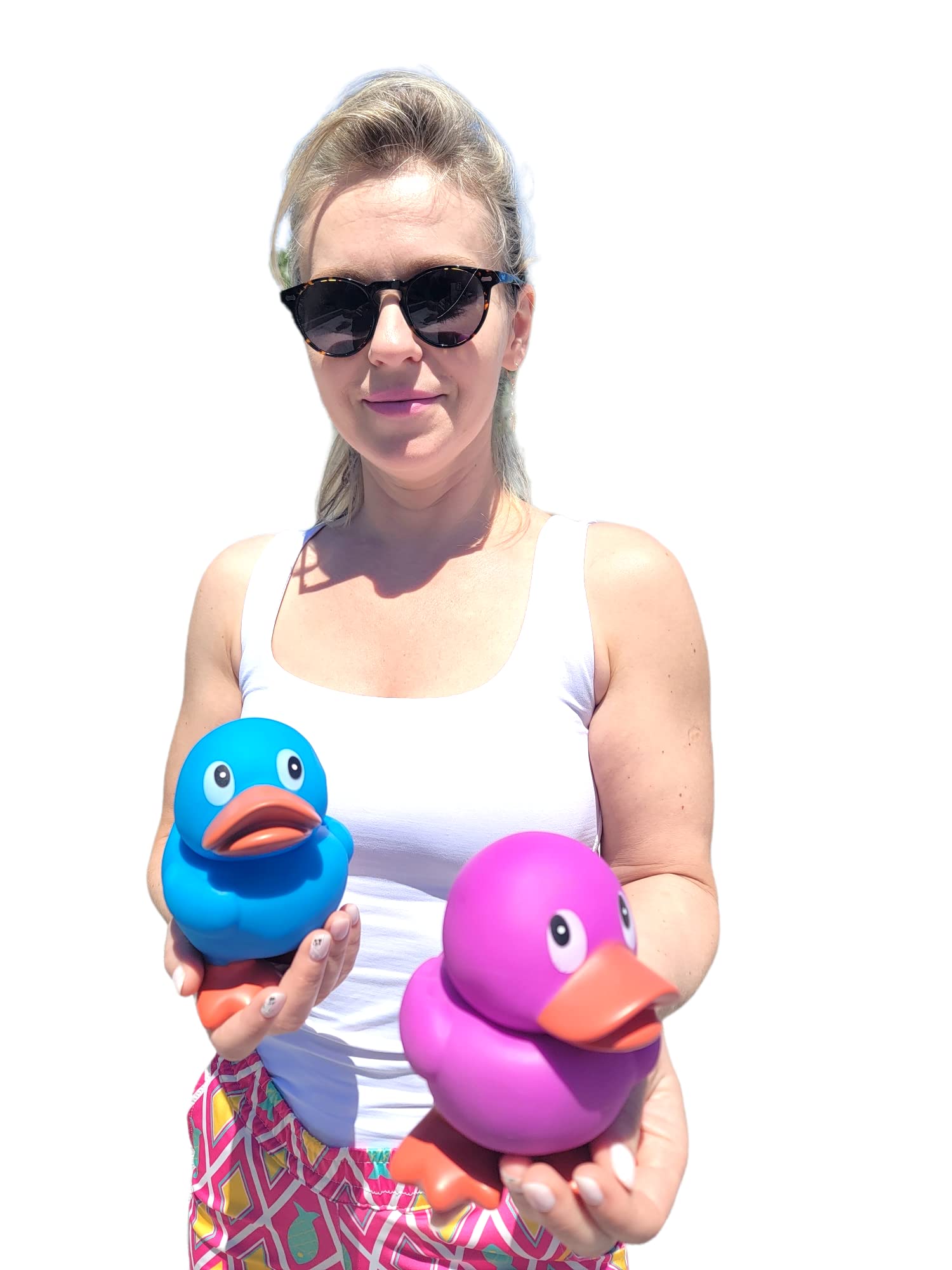 Large 5.5" Tall Rubber Duckies (Pink Duck) Colorful Ducks Great for Dash Display and Bath Play