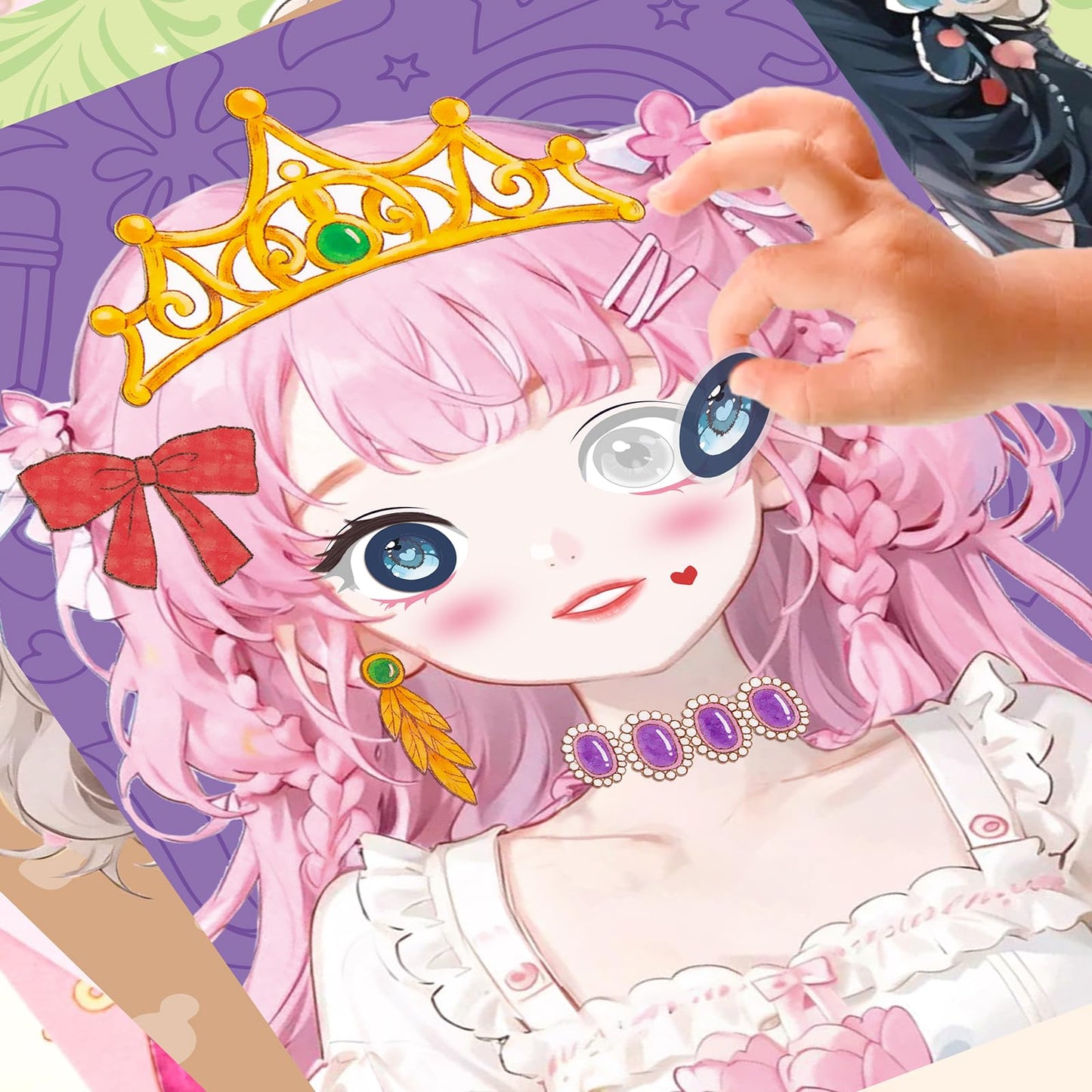 ZHOC Art Craft Activity for Kids, Paper Craft Kits - Paper Makeup DIY Girls Toy Kit with Diamond Painting & Princess Dress Up Set, Travel Toys Ideal