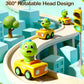 Pbooo Press to Go Car, Dinoaur Car Toys for Toddlers 1-3, Kids' Play Vehicles and Race Cars, Push Go Cars for 6-12-18 Month, Ideal Christmas