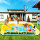 Inflatable Jungle Animal Play Center Outdoor Playhouse Inflatable Water Park with Kid Pool Slide, Sprinkler Toy with Base Pool, Monkey, Tree Stump