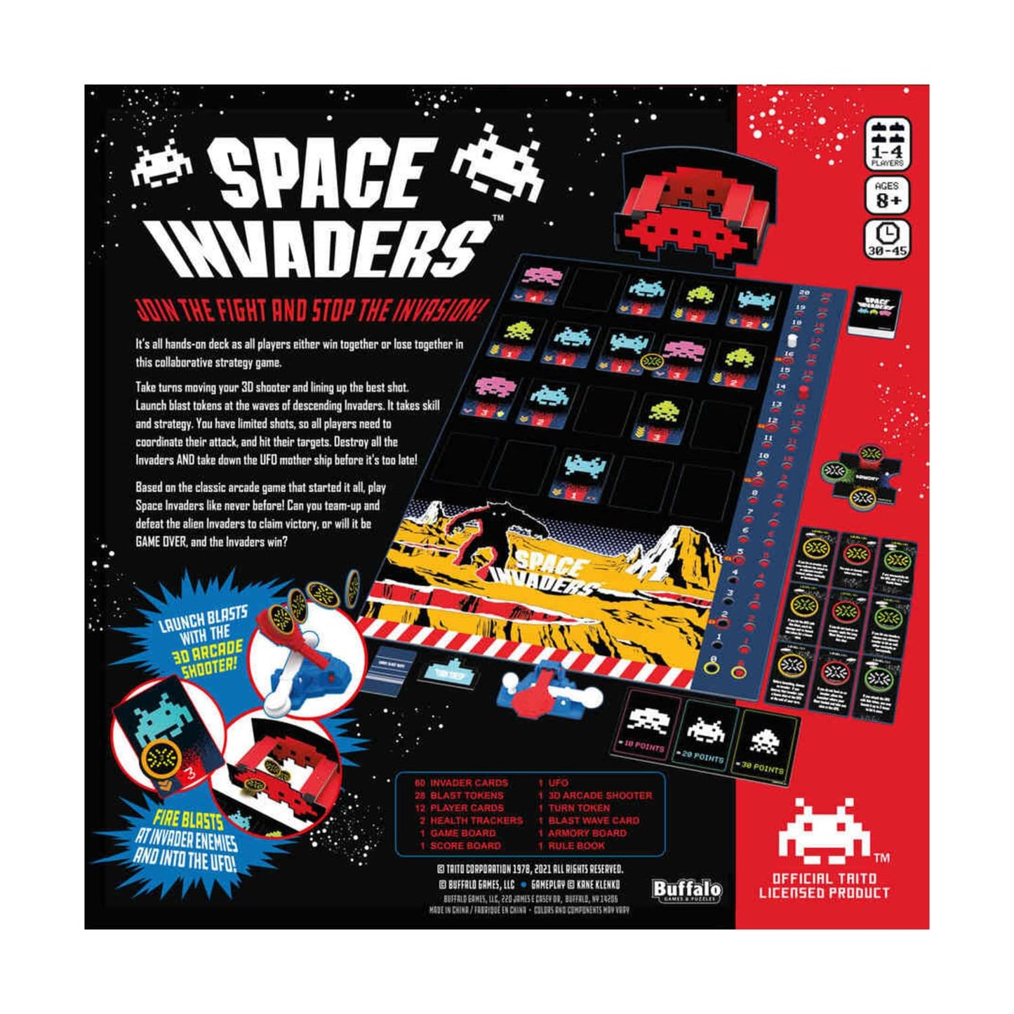 Buffalo Games - Space Invaders Game - Dexterity Launch Game - Great for Game Night - Cooperative Gameplay - Based on Video Game