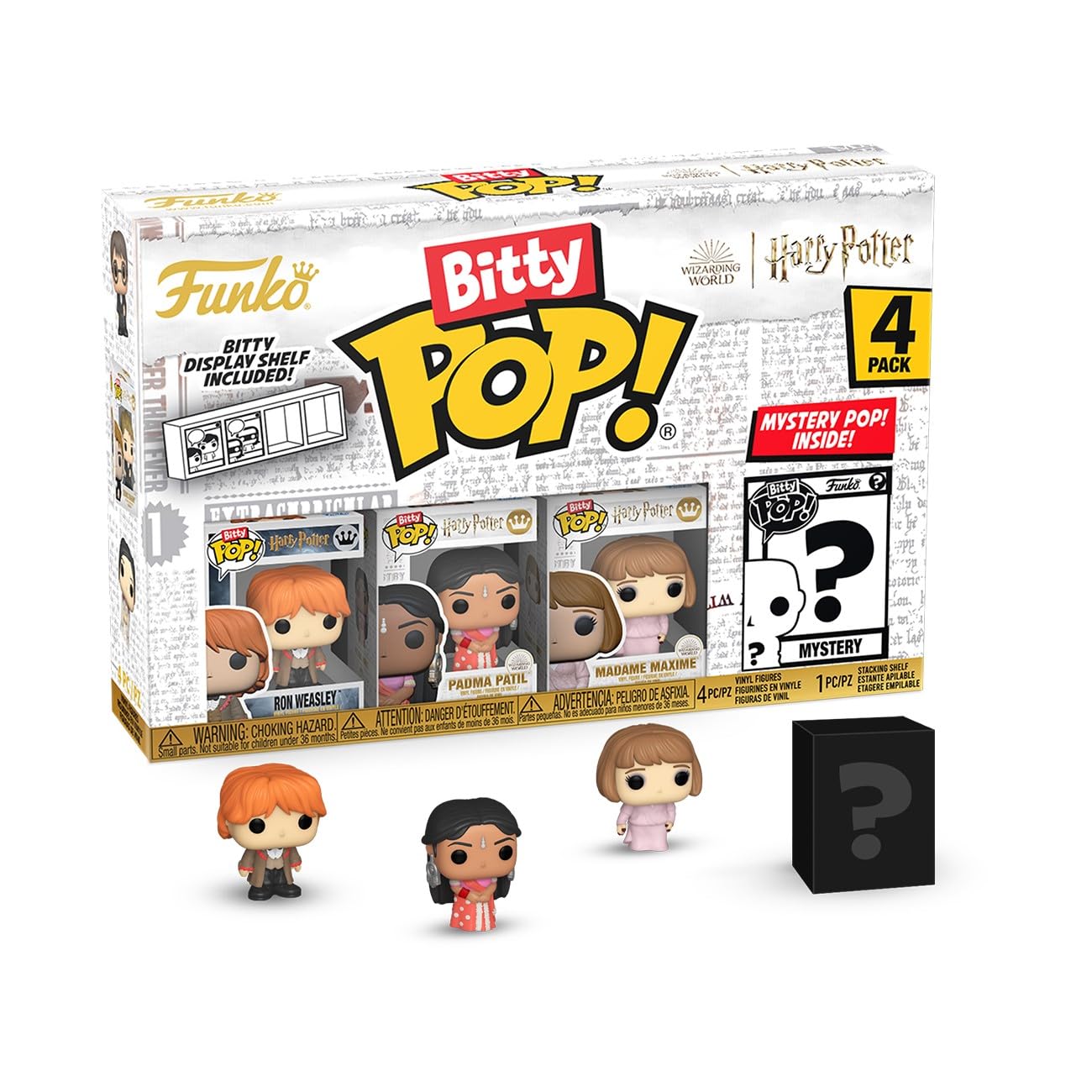 Funko Bitty POP HP GOF - Ron, 4-Pack and A Surprise Mystery Mini Figure - 0.9 Inch (2.2 Cm) - Harry Potter Collectable - Stackable Display Shelf