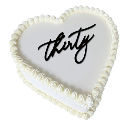 30th Birthday Cake Topper - Acrylic "Thirty" Cake Charm for Milestone Birthday, Dirty 30 Party Decorations for Him & Her (Thirty)