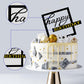 15 PCS Black Happy Birthday Cake Toppers Acrylic Mirror Inserts for Cakes Cupcakes Desserts 15 Styles