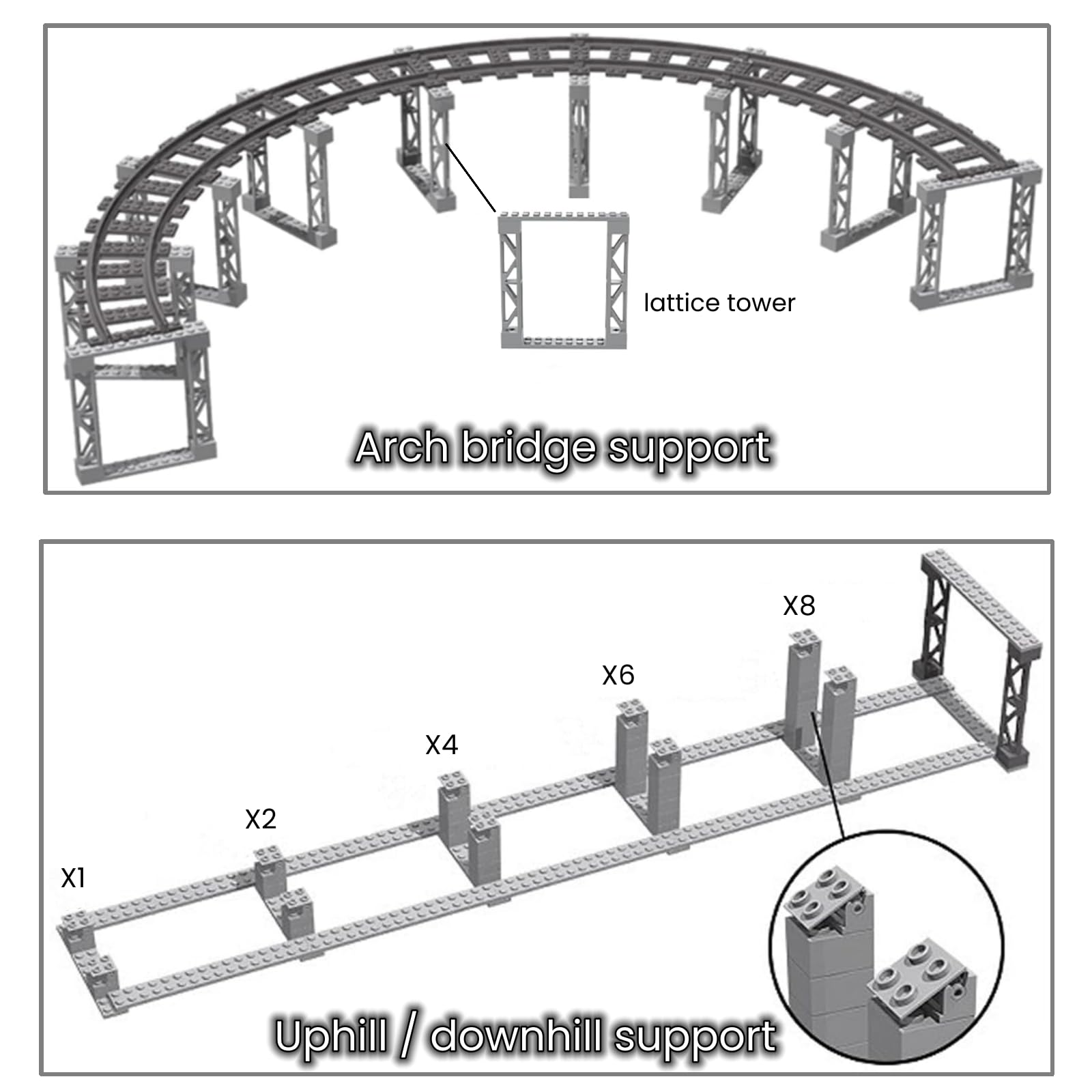 Finger Rock City Train Tracks Building Block Set, 212 Pcs Flexible Rails Train Track Railroad Expansion Accessory Set, Uphill and Downhill, Straight