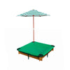 Gorilla Playsets 02-3019 Interlocking Sandbox with Cover and Umbrella, Wood, Square, 45.5" W x 45.5" D x 8" H, Brown