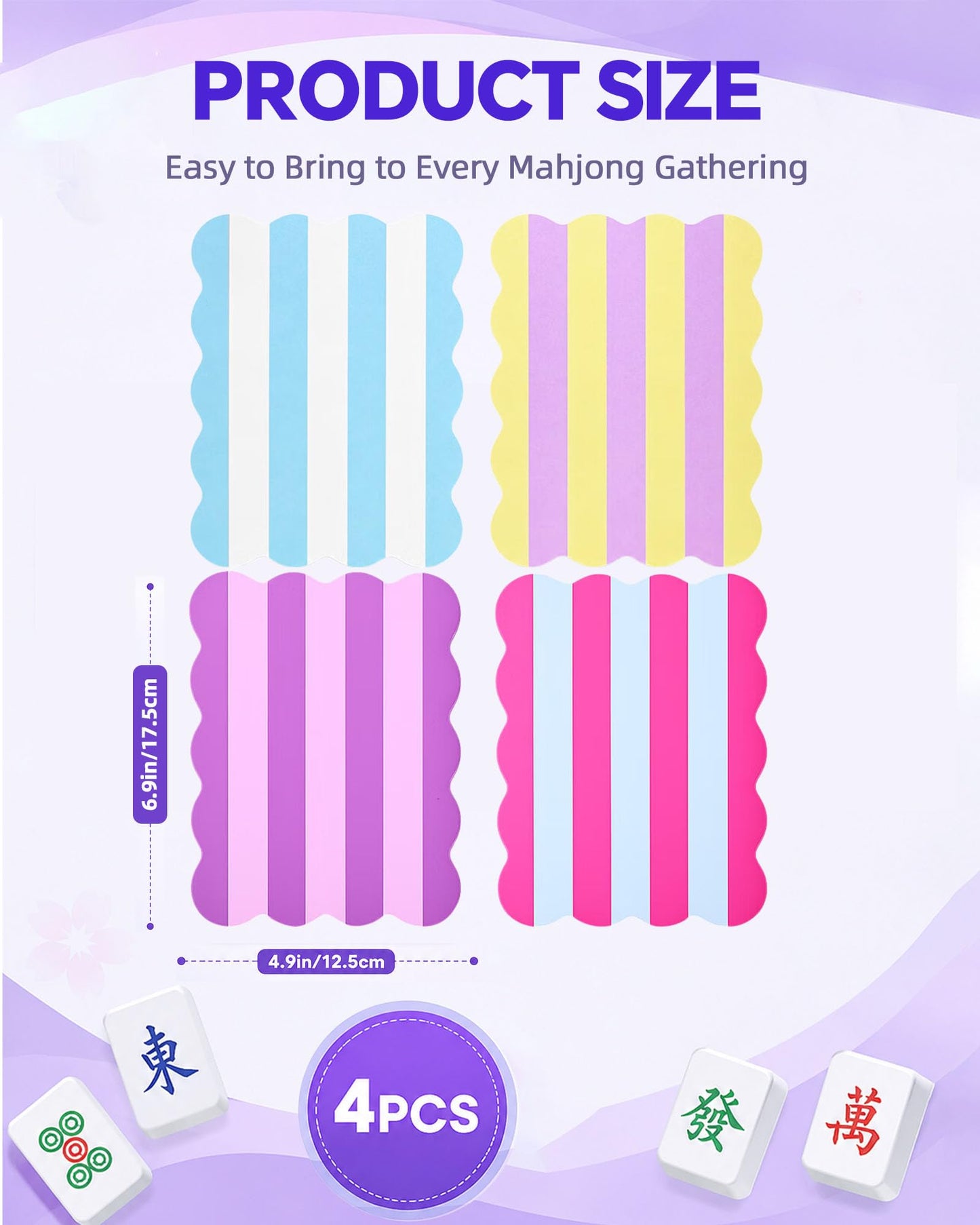 Mavronley 4 PCs Mahjong Shufflers, Mahjong Shuffle Cards for Easy Tile Mixing, Mahjong Accessories, Mah Jong Gifts for Women (Stripe)