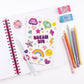 3C4G Tie Dye Pastel All-in-1 Sketchbook Set - Sketch Book for Kids with Pencils, Stickers & More - Drawing Kit for Kids - Unlined Diary for Girls