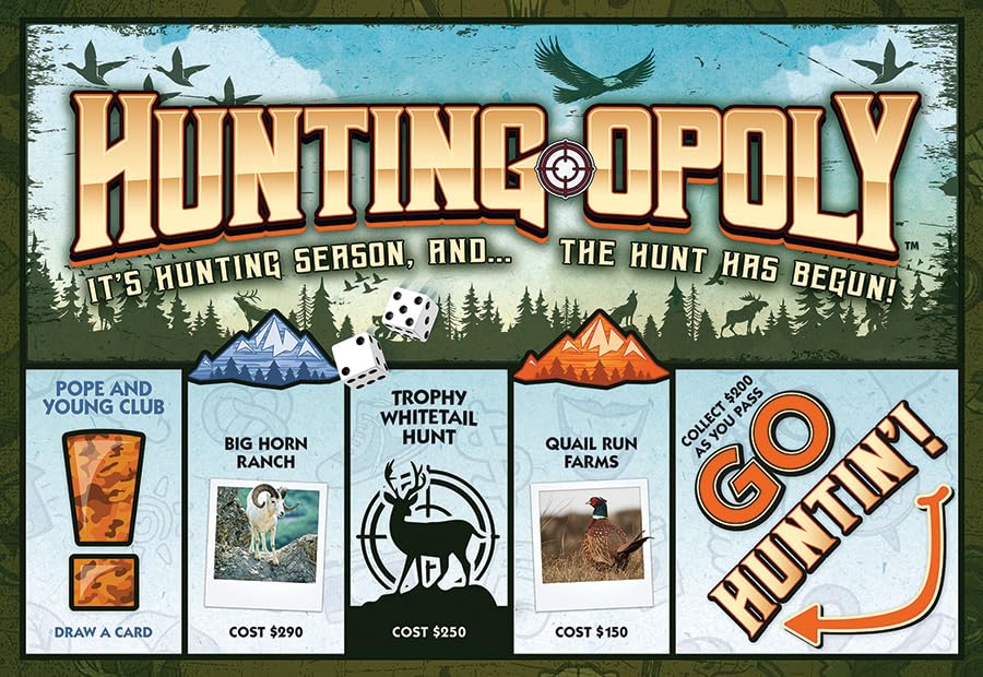 Hunting-Opoly Board Game - It’s Hunting Season and The Hunt has Begun! - for 2 to 6 Players Ages 8 and up