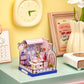 Hands Craft My Melody & Kuromi Tea Party Miniature House Kit - Kawaii 3D Puzzle with Tiny Tea Cups & Cake - DIY Wooden Craft Kit for Bedroom or