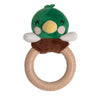 Pearhead Mallard Duck Wooden Baby Teether - Soft Plush Lovey with Natural Wood Rattle Ring, BPA & PVC-Free, Soothes Infant Gums, Multi-Sensory Newborn