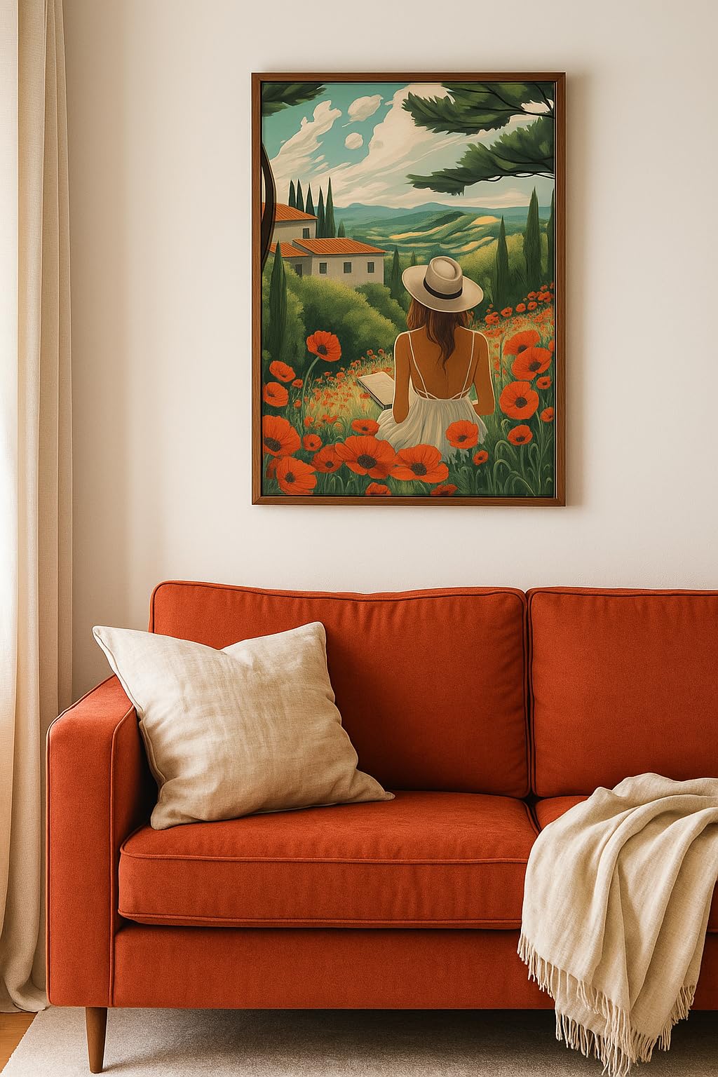TUMBAUMBA, Puzzle for Adults 1000 Pieces, Art Jigsaw Puzzles, Colorfull Landscape Puzzles Girl in The Poppy Field, Mate Finish, Poster Included 1000