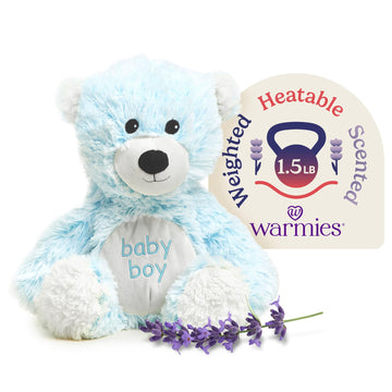 warmies Microwavable & Weighted Stuffed Animals, Baby Boy Bear - Heated Stuffed Animal Plushie for Warmth & Comfort - Cute Soft Plush Toys for Adults