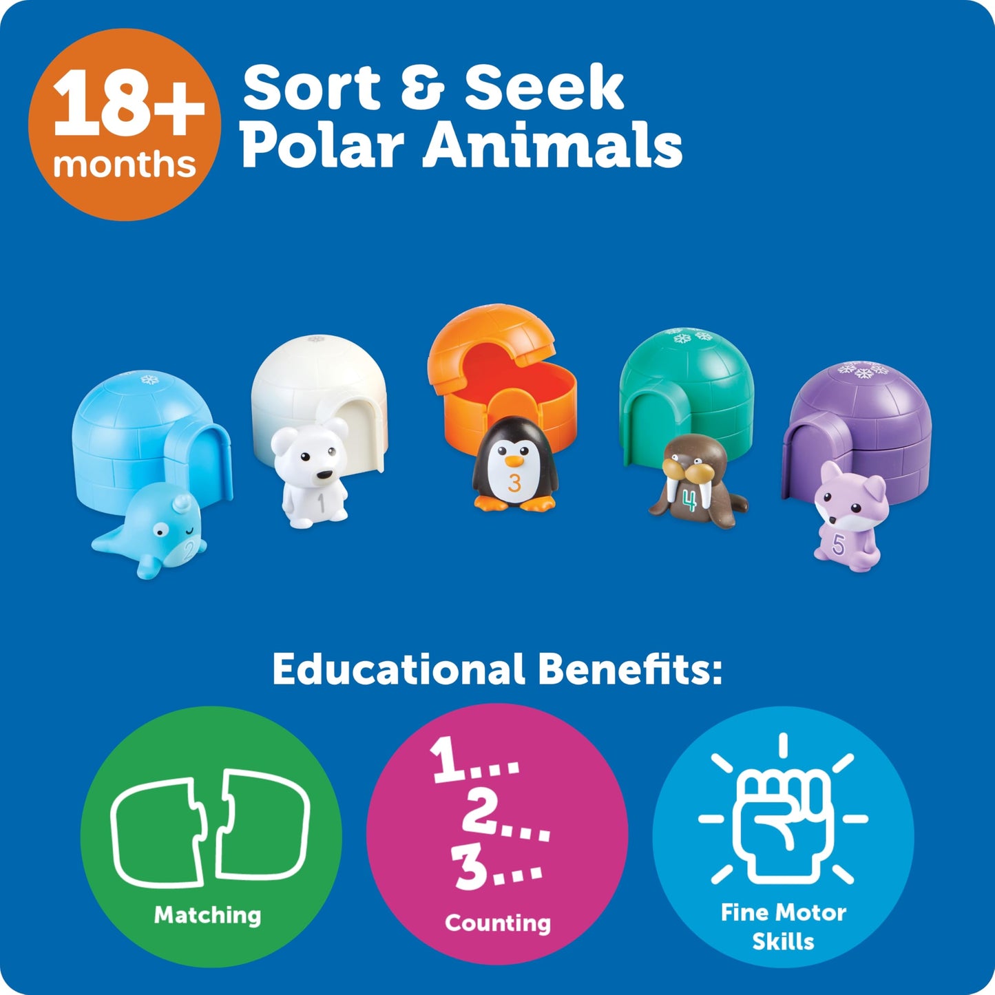 Learning Resources Sort & Seek Polar Animals - 15 Pieces, Age 18+ Months Toddler Learning Activities, Educational Toys, Educational Toy Set Color