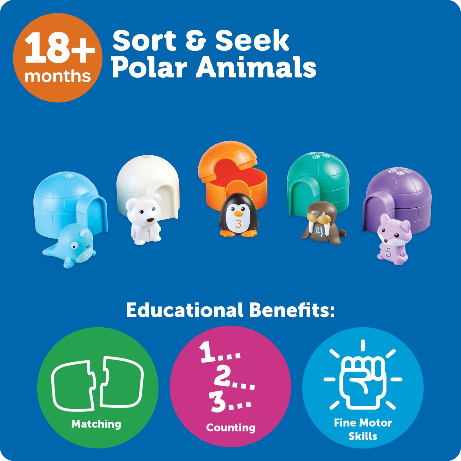 Learning Resources Sort & Seek Polar Animals - 15 Pieces, Age 18+ Months Toddler Learning Activities, Educational Toys, Educational Toy Set Color