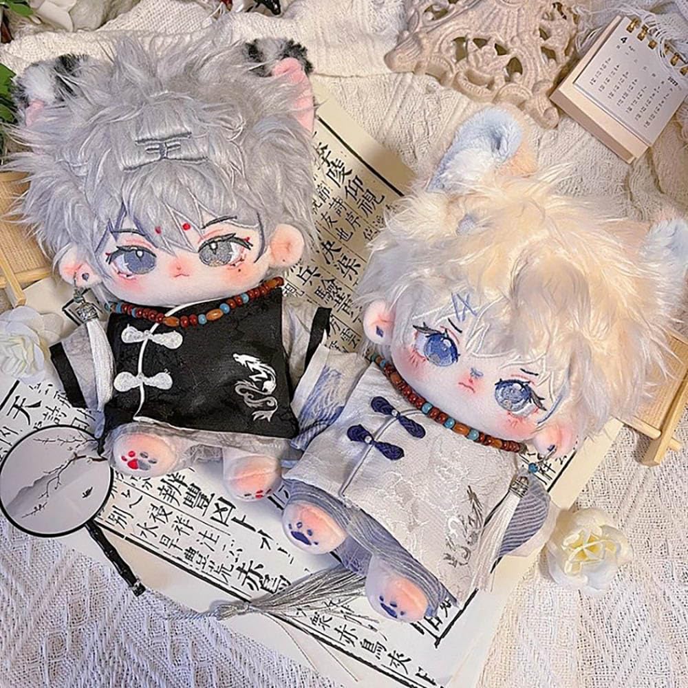 niannyyhouse 20cm Doll Clothes Coat Vest Accessories Hanbok Sets 8in Plush Doll Dress Up (Black)