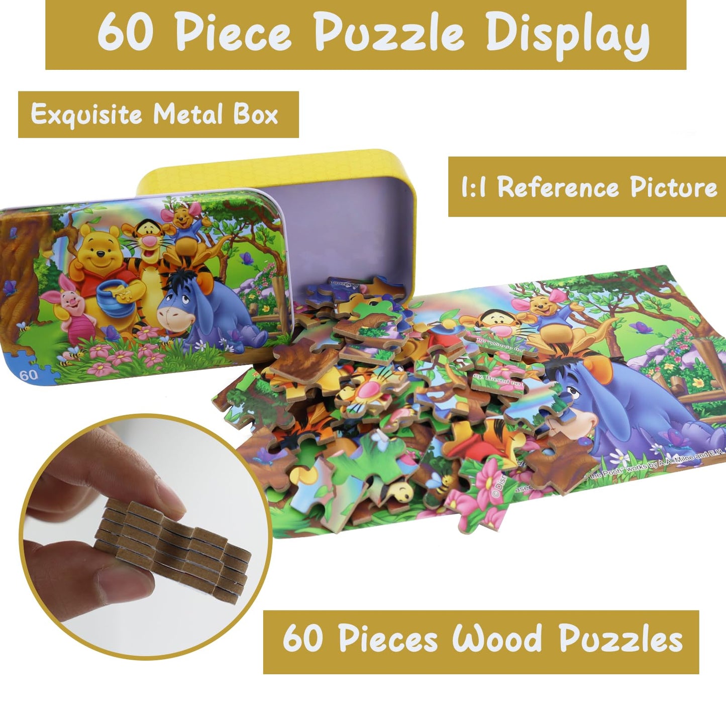 60 Piece Jigsaw Puzzles for Kids Ages 4-8 Bear Animal Party Puzzle- Family Game Reduced Pressure Toy Gift for Children (2500)