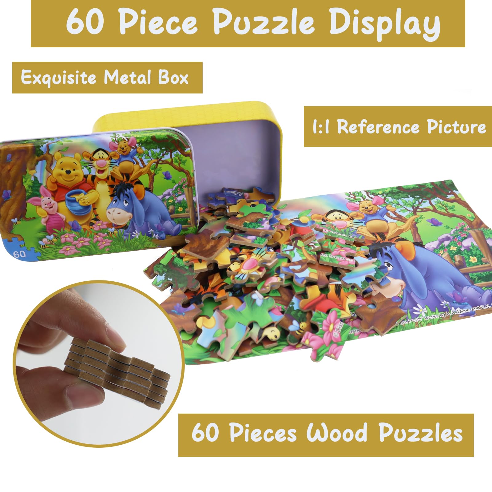 60 Piece Jigsaw Puzzles for Kids Ages 4-8 Bear Animal Party Puzzle- Family Game Reduced Pressure Toy Gift for Children (2500)