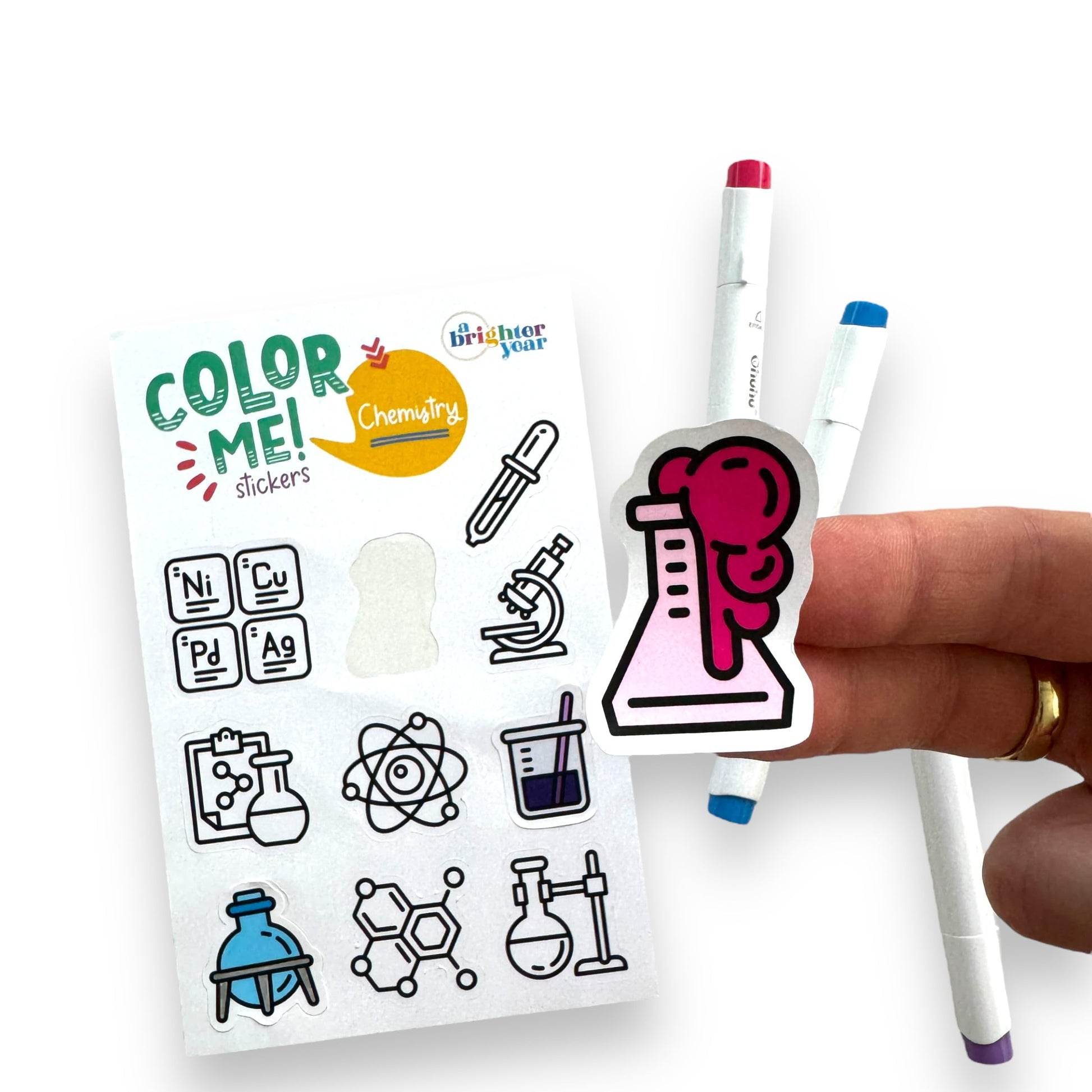 A Brighter Year Color-Your-Own Sticker Bundle, Space & Science Edition -3-Pack of 8.5” x 5.5” Sheets of 10 Stickers Each - Each Sticker is 1.5-2” x