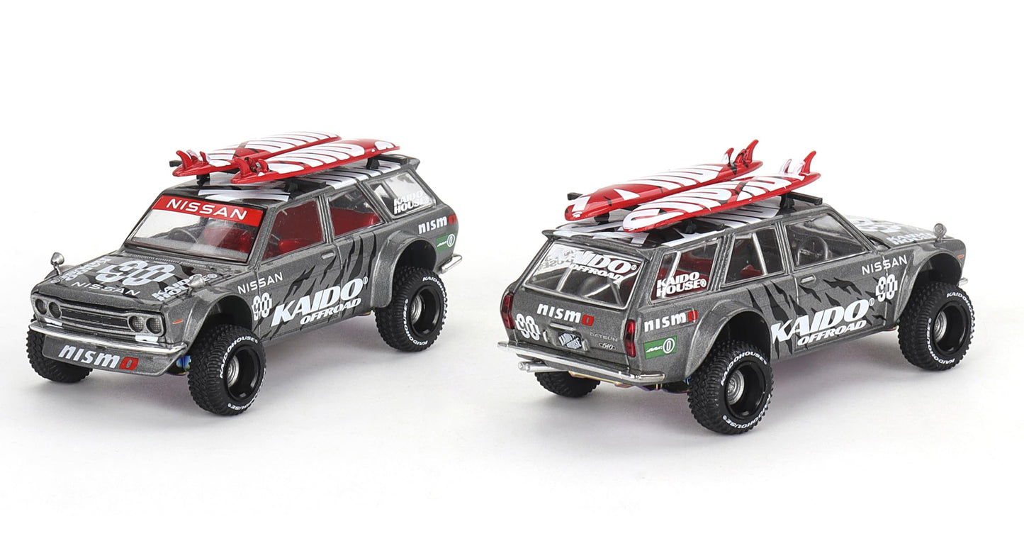 True Scale Miniatures Model Car Compatible with Nissan Datsun KAIDO 510 Wagon 4×4 Kaido Offroad V1 1/64 Diecast Model Car Kaido House KHMG121