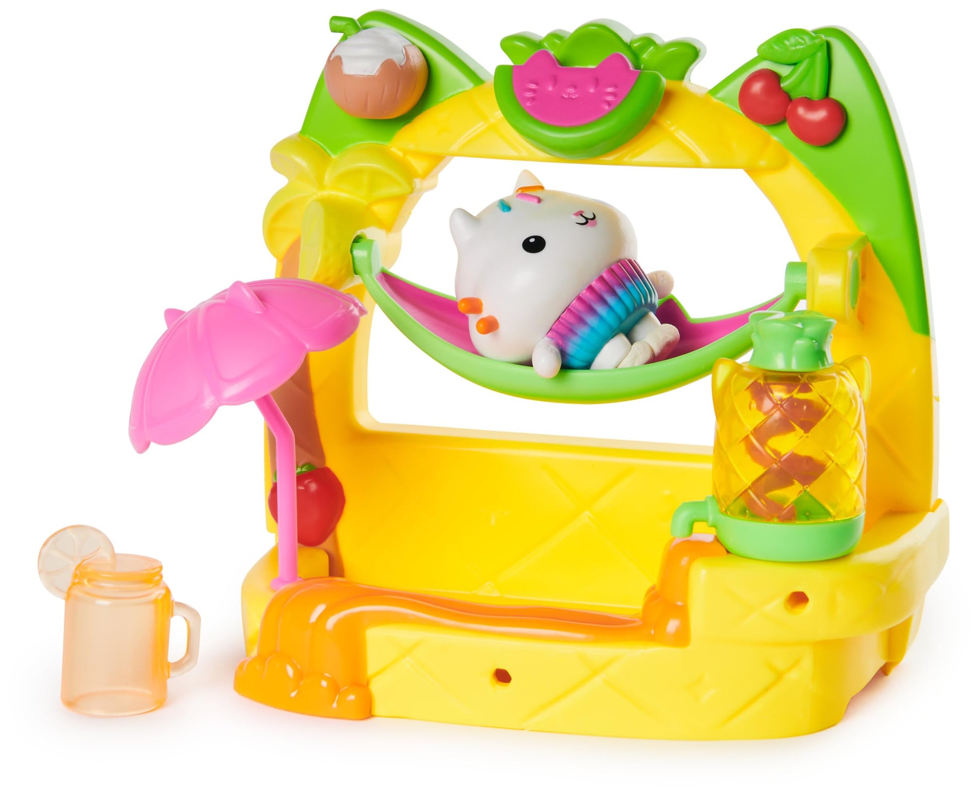 Gabby’s Dollhouse, Cakey’s Fruit Smoothie Balcony Playset, 8-Pcs with Toy Figures, Doll’s House Accessories and Sensory Play, Kids’ Toys for Girls