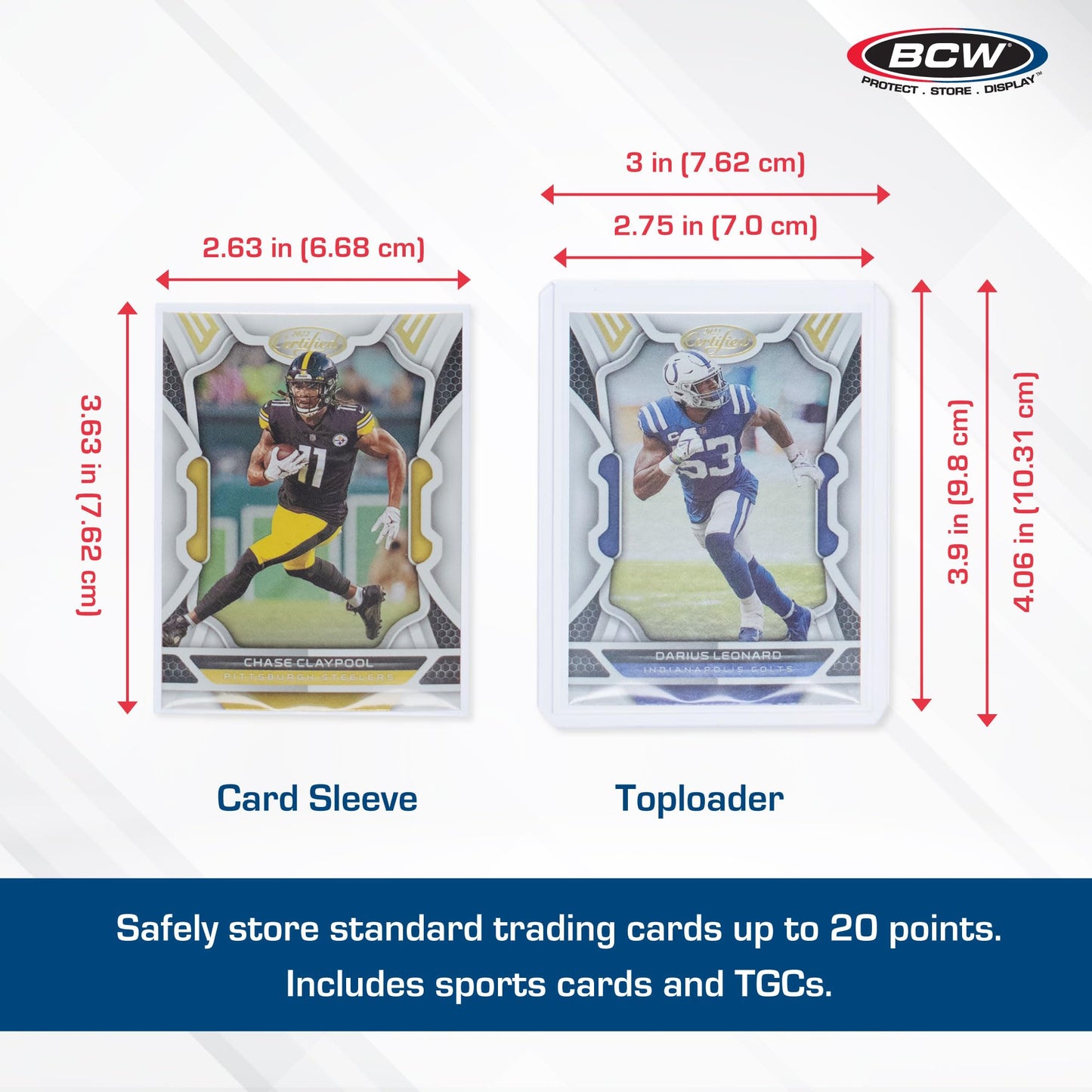 BCW Card Sleeves and Toploaders for Card Combo - 200 Count | Top Loaders and Acid-Free Penny Sleeves | Great for Football, Magic: The Gathering