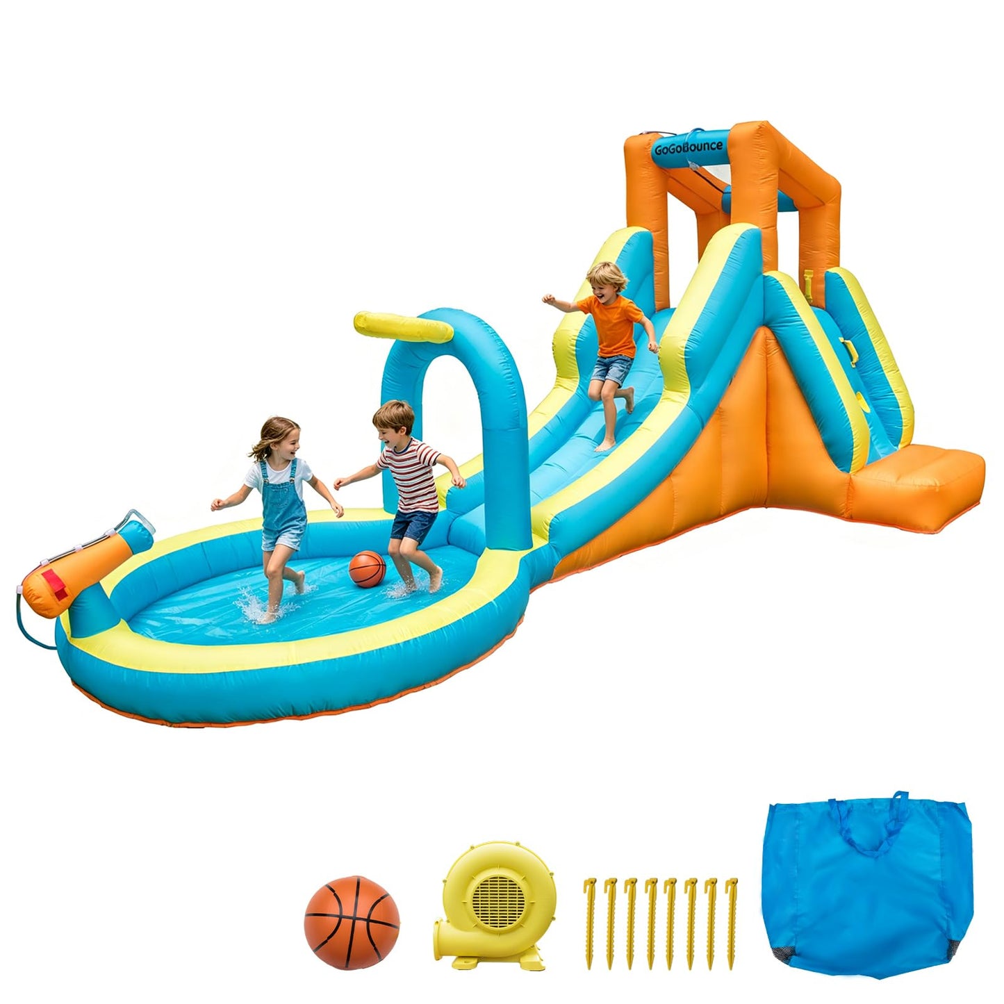 Easy Setup Bounce House with Water Slide, Large Inflatable Bounce House, Thick Durable Material,Perfect for Backyard Parties, Summer Water Play
