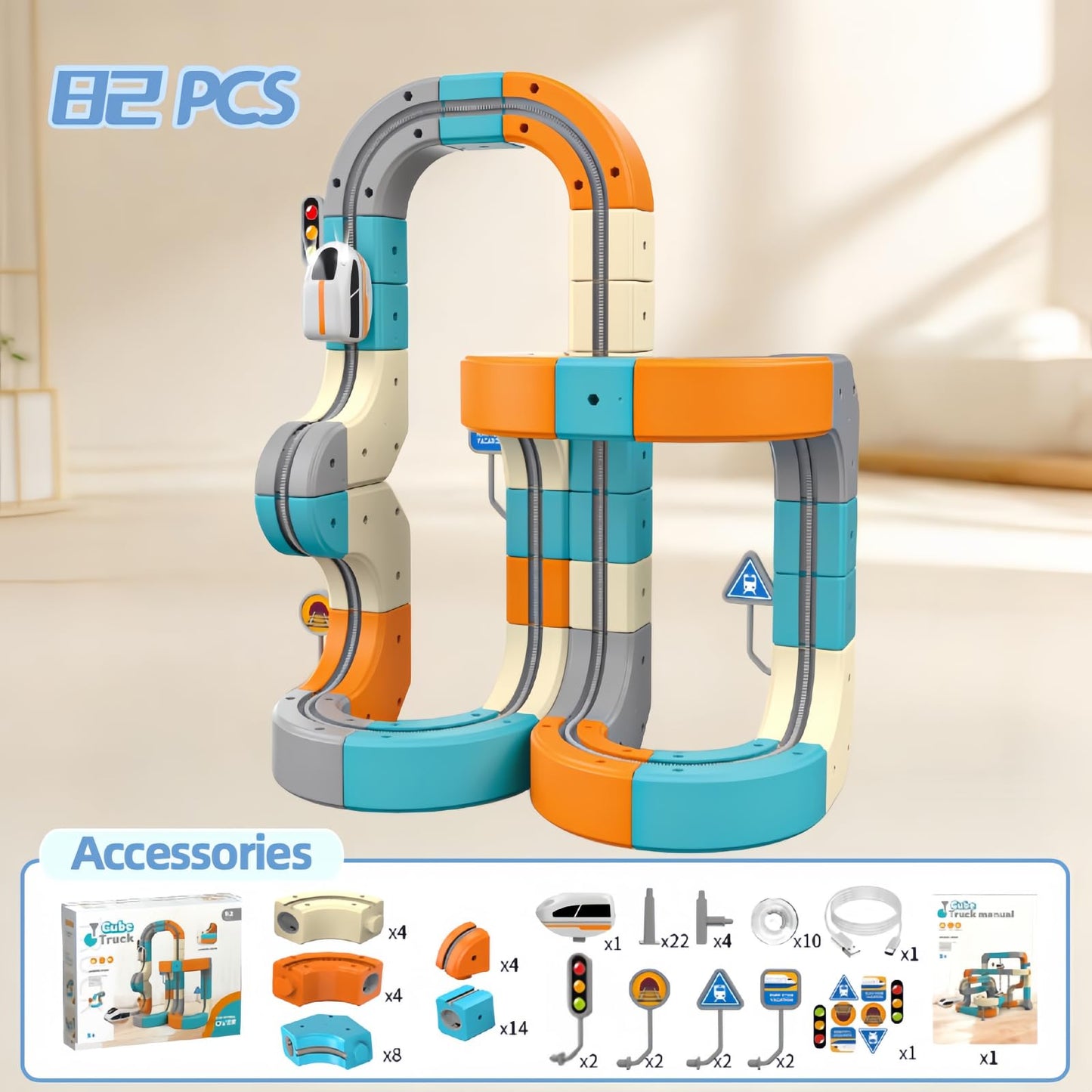 3D Electric Train Set for Kids - Magic Gravity Race Track with STEM Learning, Flexible Cubes & Blocks, Toddler Toy with Car, Ideal for Boys & Girls
