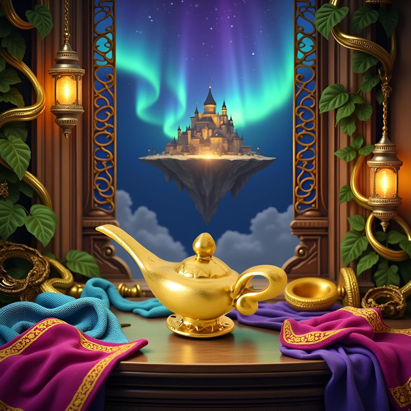Miniature Gold Genie Lamp, 1/12 Scale Aladdin Theme Decorative Accessory for Miniature Décor Accessories