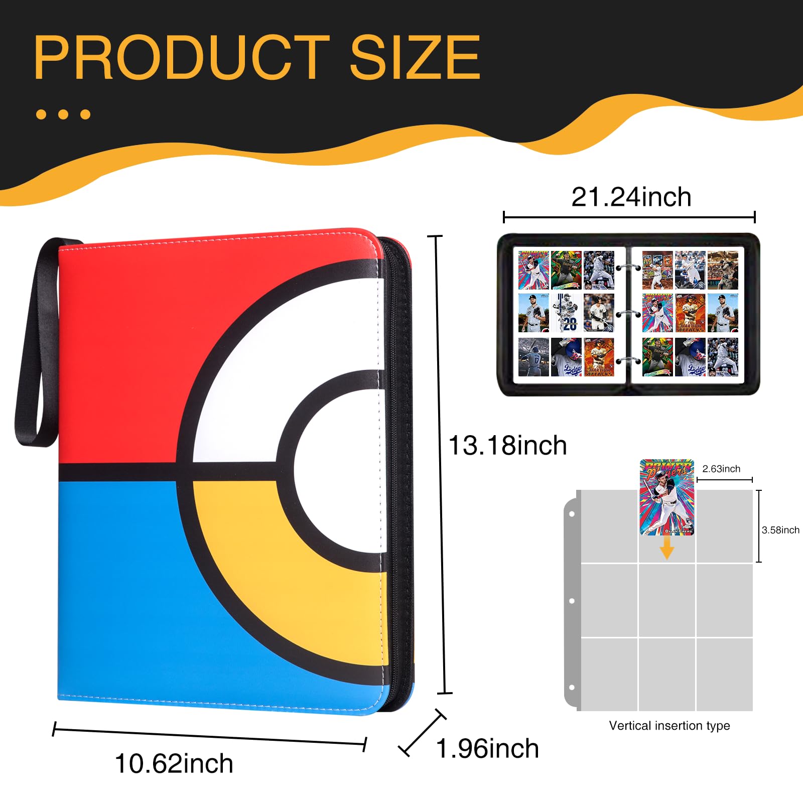 Collectible Trading Card Albums, 9 Pocket Trading Card Holder Fits 990 Cards With 55 Removable Sleeves Card Storage Organizer Case Compatible with