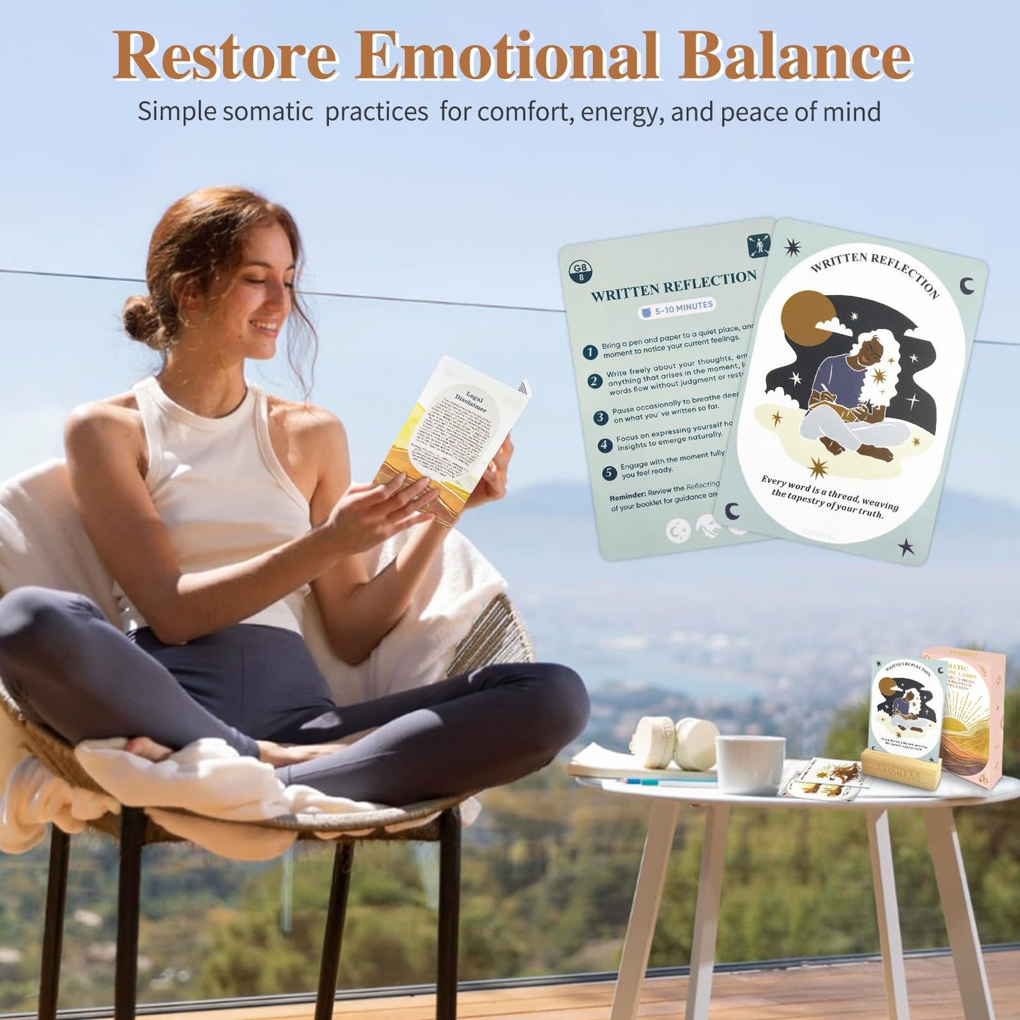 Somatic Therapy Exercise Cards for Women-60 Mindfulness Cards for Stress Reduction and Emotional Balance- Unique Motivational Gift for Yoga
