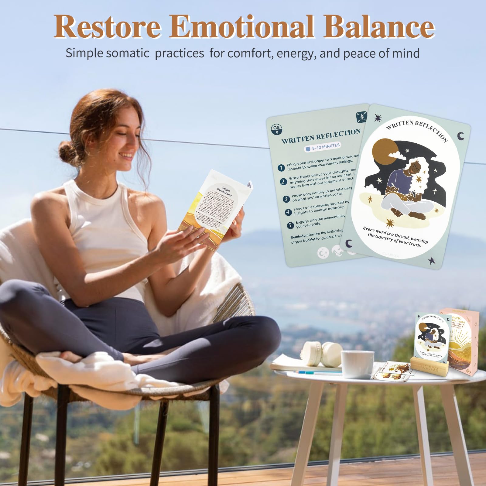 Somatic Therapy Exercise Cards for Women-60 Mindfulness Cards for Stress Reduction and Emotional Balance- Unique Motivational Gift for Yoga