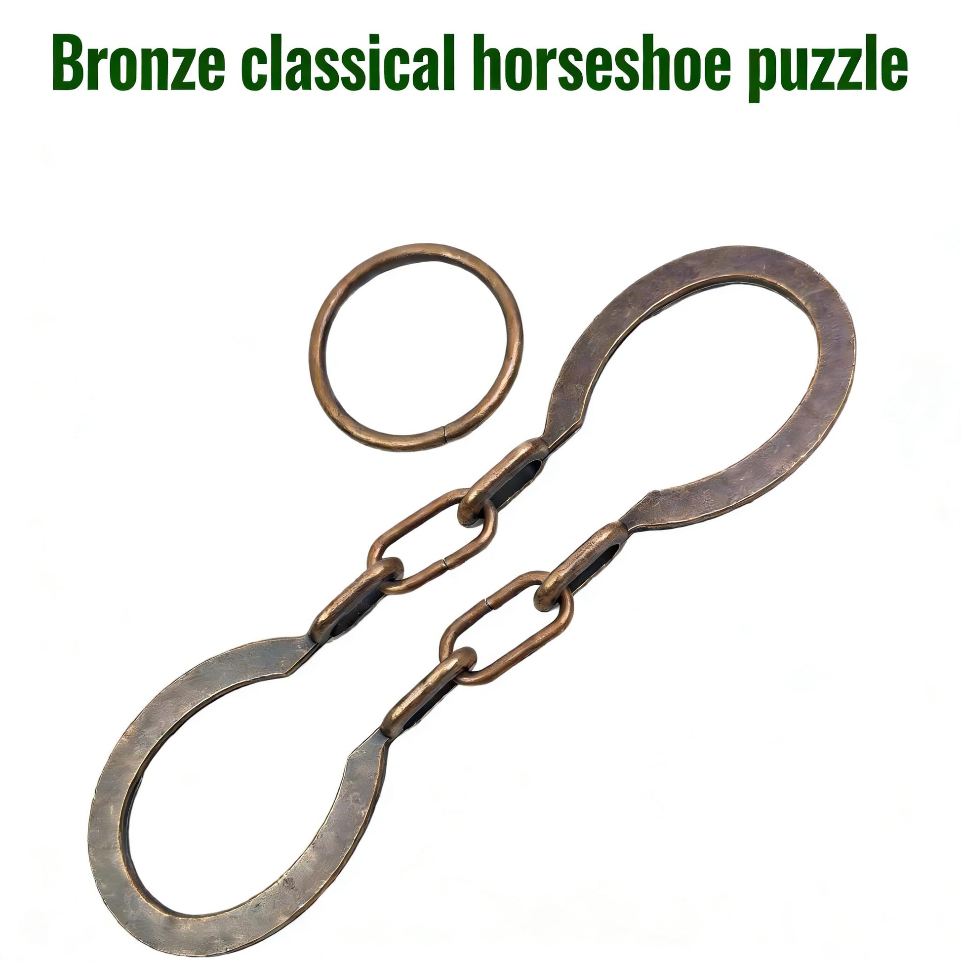 MAGIKON Traditional Brain Teaser, Classical Metal Horseshoe Puzzle Bronze