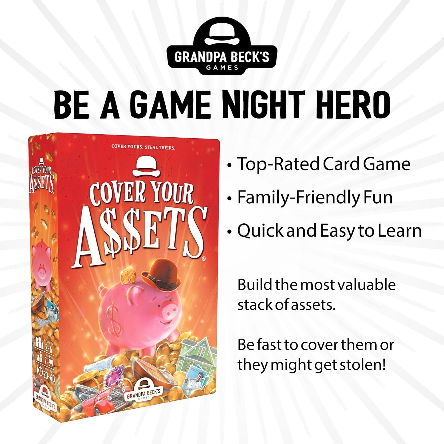 Grandpa Beck's Games Cover Your Assets Card Game | from The Creators of Skull King | Easy to Learn and Outrageously Fun for Kids, Teens, & Adults |